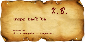 Knopp Beáta névjegykártya
