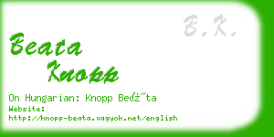 beata knopp business card